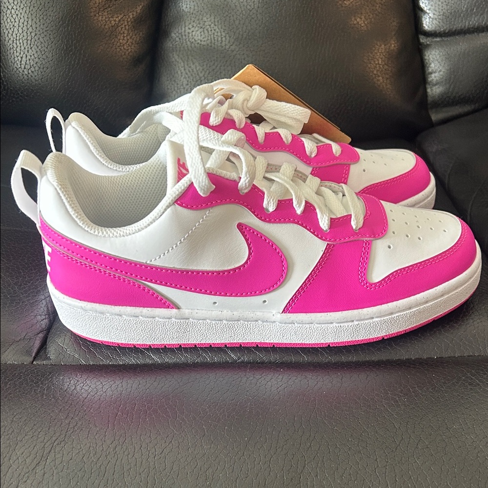 Nike White and Pink Court Borough Low Recraft